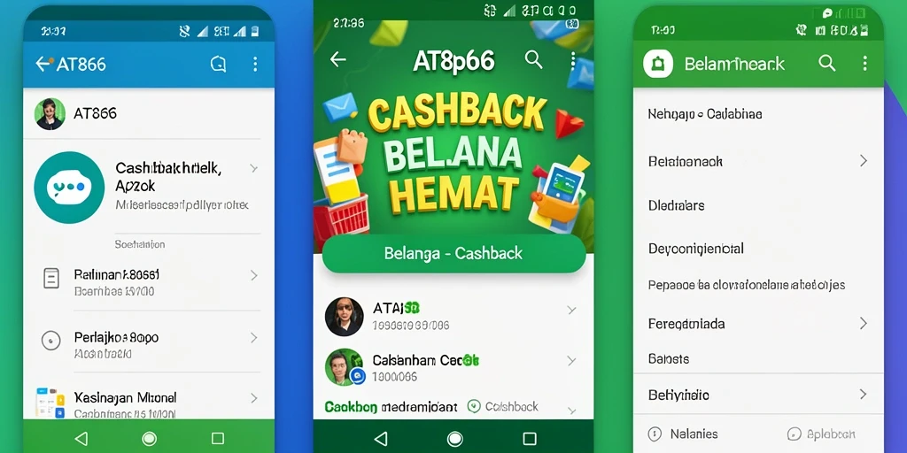 Antarmuka AT866 menampilkan berbagai penawaran Cashback menarik.