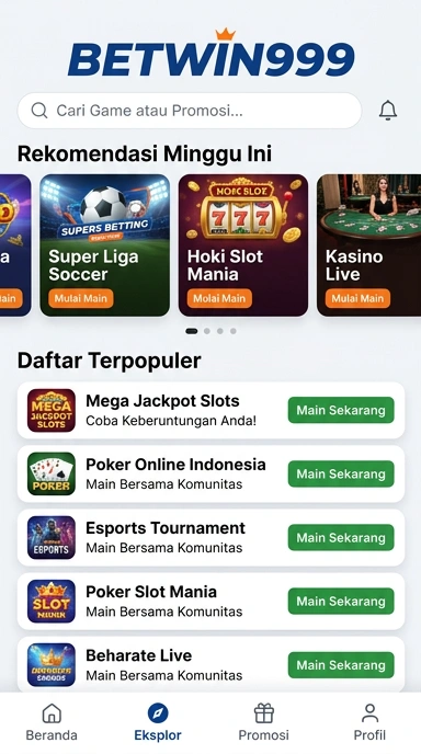 Tampilan katalog aplikasi betwin999